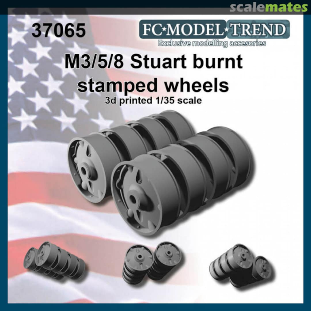 Boxart M3 / M5 / M8 Stuart stamped burnt wheels 37065 FC Model Trend