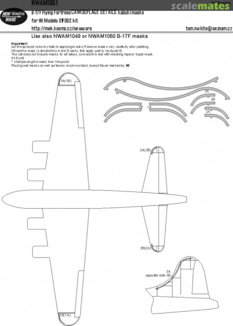 Boxart B-17F Flying Fortress CAMOUFLAGE DETAILS kabuki masks nwam1051 New Ware