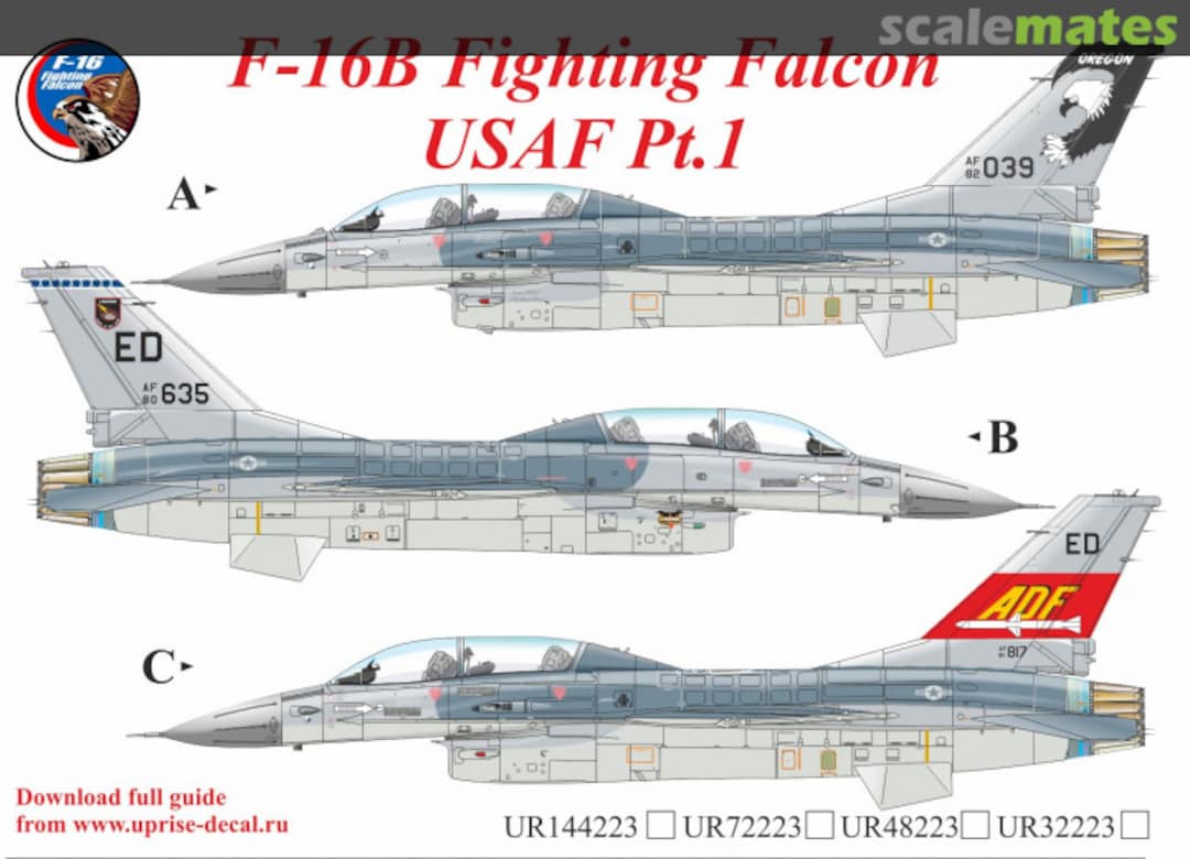 Boxart F-16B Fighting Falcon USAF Pt.1 UR32223 UpRise Decal Serbia