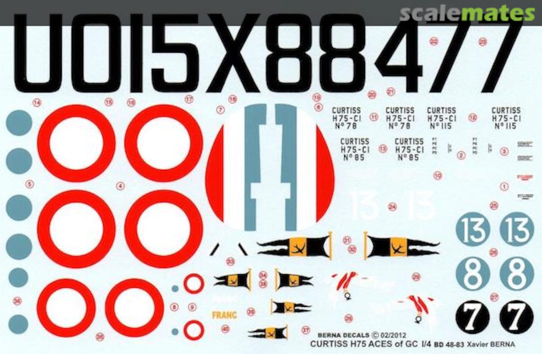 Boxart Curtiss P-36 Hawk - World War Two BD 48-83 Berna Decals