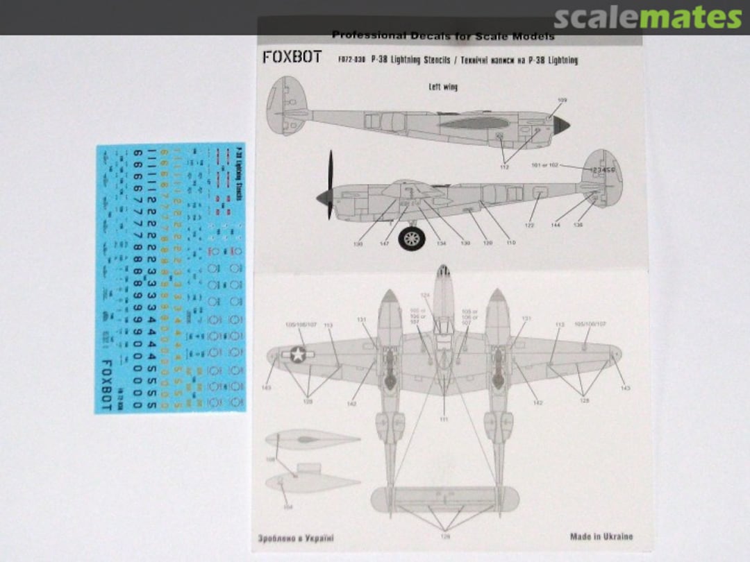 Boxart P-38 Lightning FD72-030 Foxbot