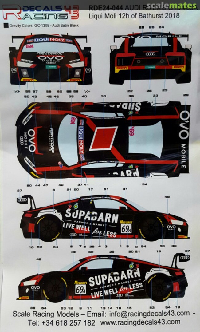 Boxart Audi R8 LMS GT3 #69A RDE24-044 Racing Decals 43