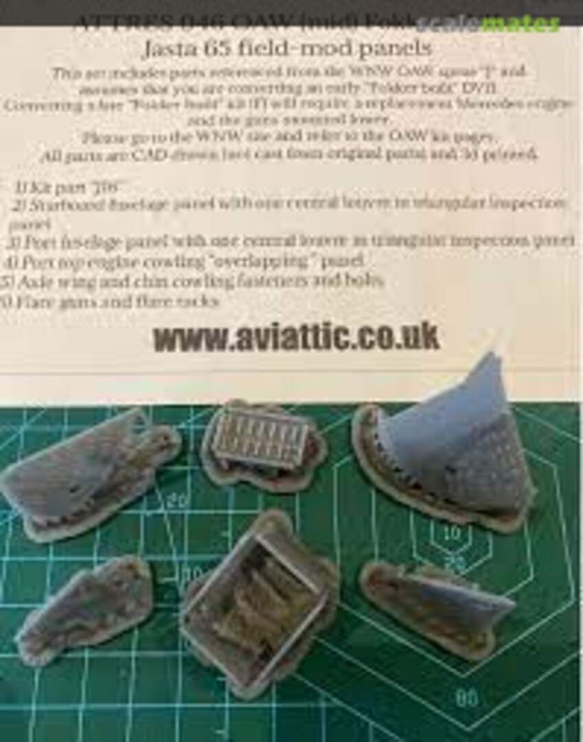 Boxart Fokker DVII OAW built mid production Jasta 65 cowling panel set ATTRES 046 Aviattic