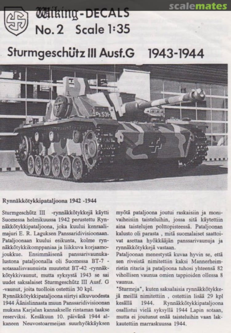 Boxart Sturmgeschütz III Ausf.G 1943-1944 2 Wiking-decals