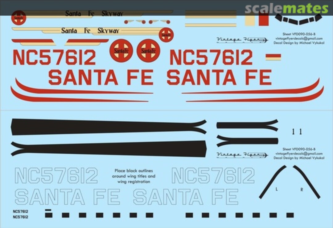 Boxart DC-3 Santa Fe Skyway VFD048-056 Vintage Flyer Decals