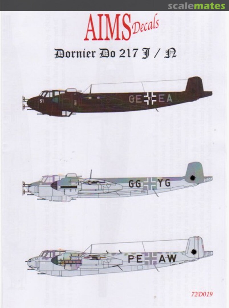 Boxart Dornier Do 217 J/N 72D019 AIMS