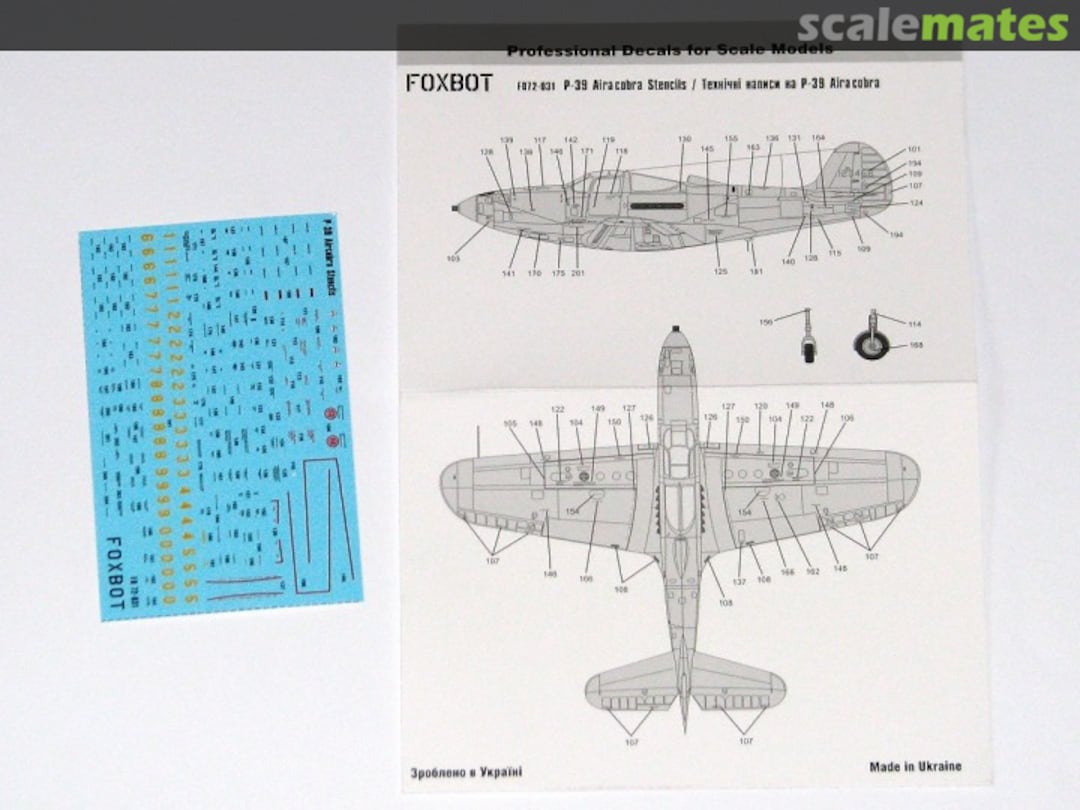 Boxart P-39 Airacobra Stencils 72-031 Foxbot