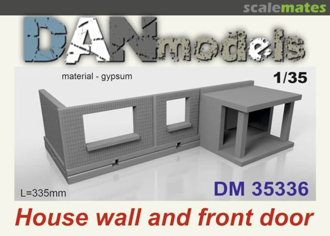 Boxart House wall with front door. Length 335 mm. Material - gypsum DM35336 DANmodels