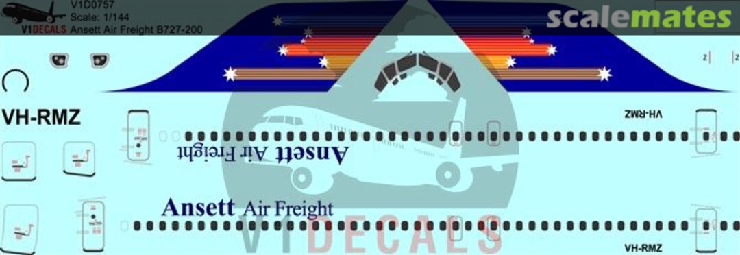 Boxart Ansett Air Freight Boeing 727-200 V1D0757-144 V1 Decals