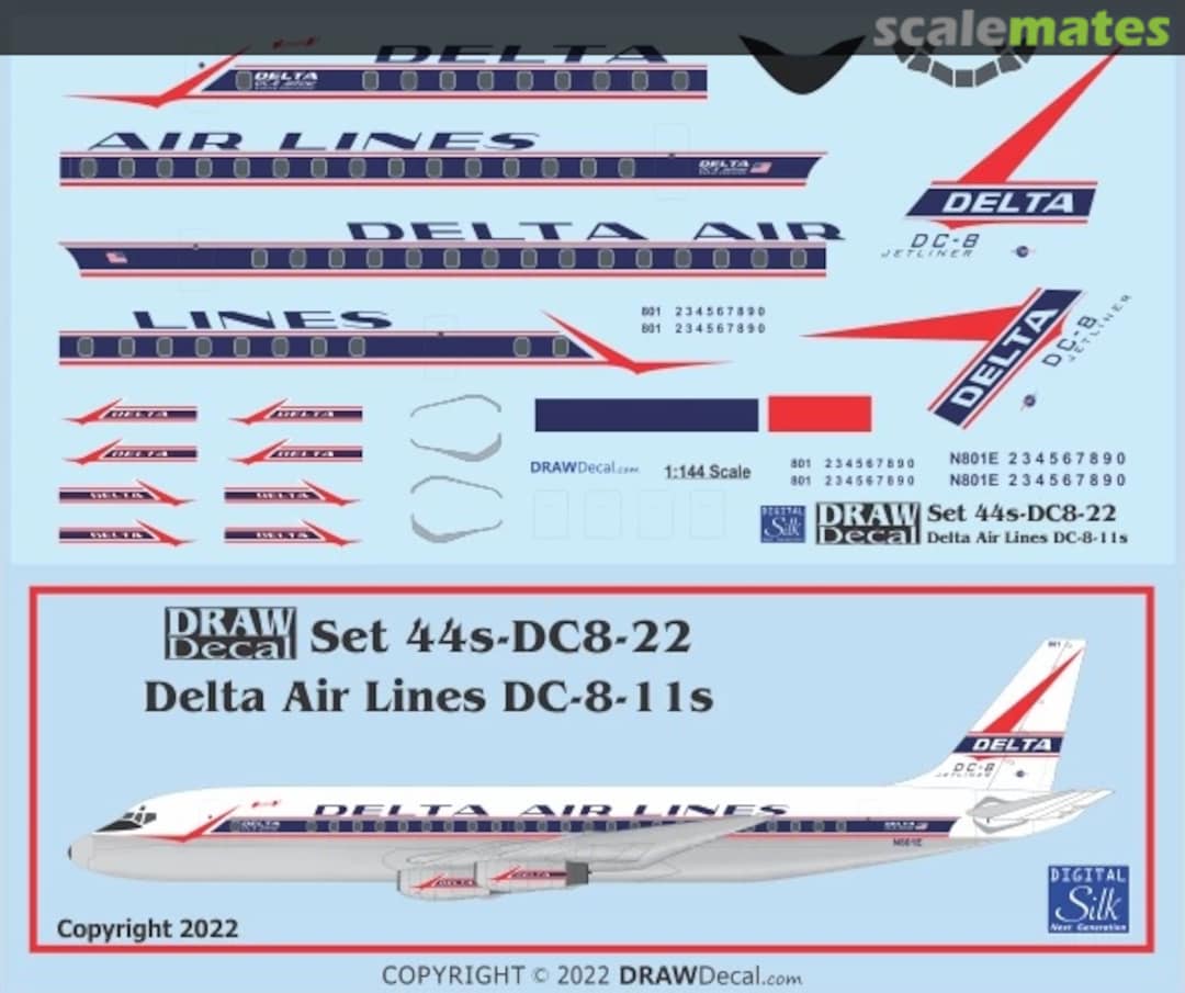 Boxart Delta Air Lines Delivery Scheme DC-8-11s 44-DC8-22 Draw Decal