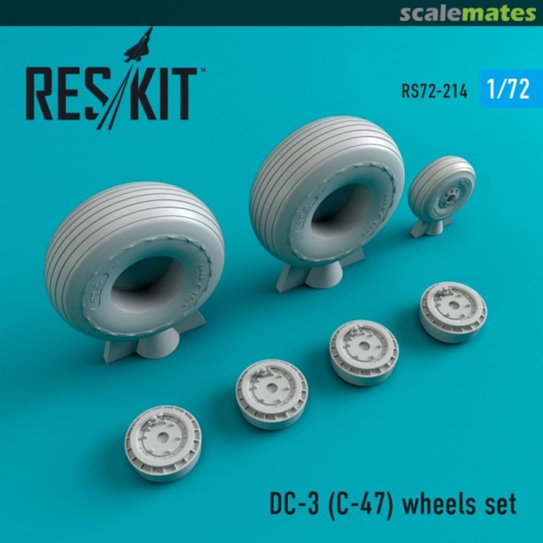 Boxart Douglas DC-3 (C-47) wheels set RS72-0214 ResKit