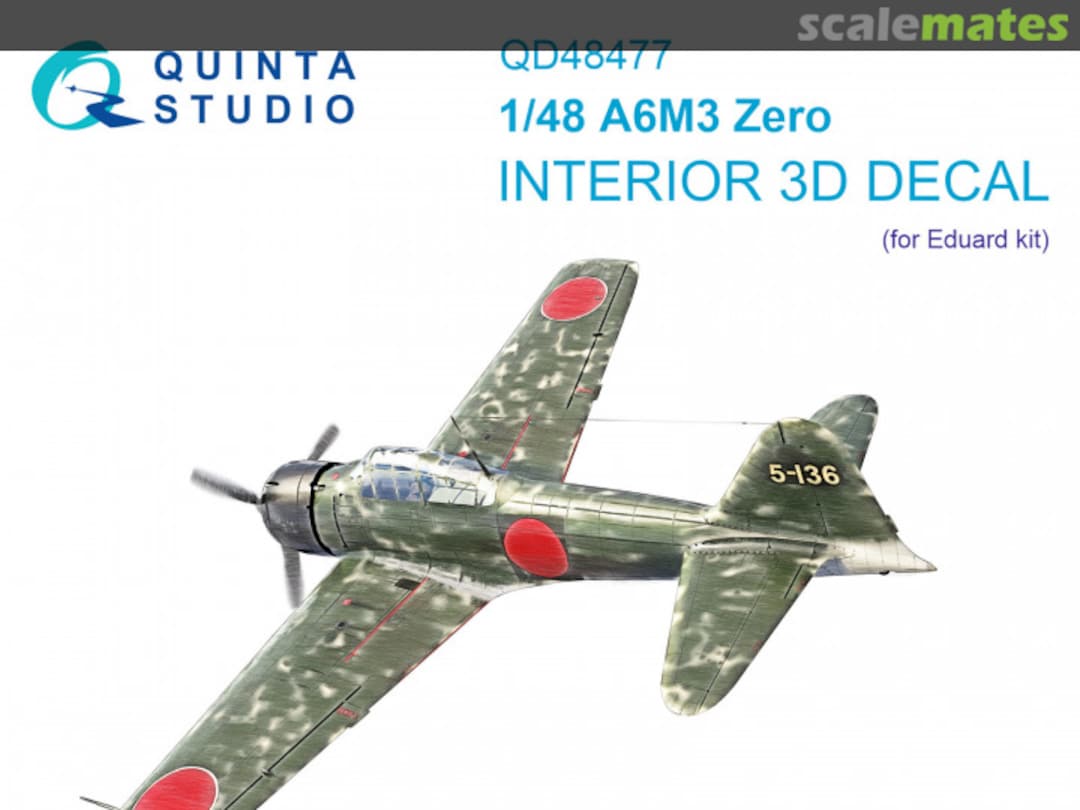 Boxart A6M3 Zero interior 3D decals QD48477 Quinta Studio