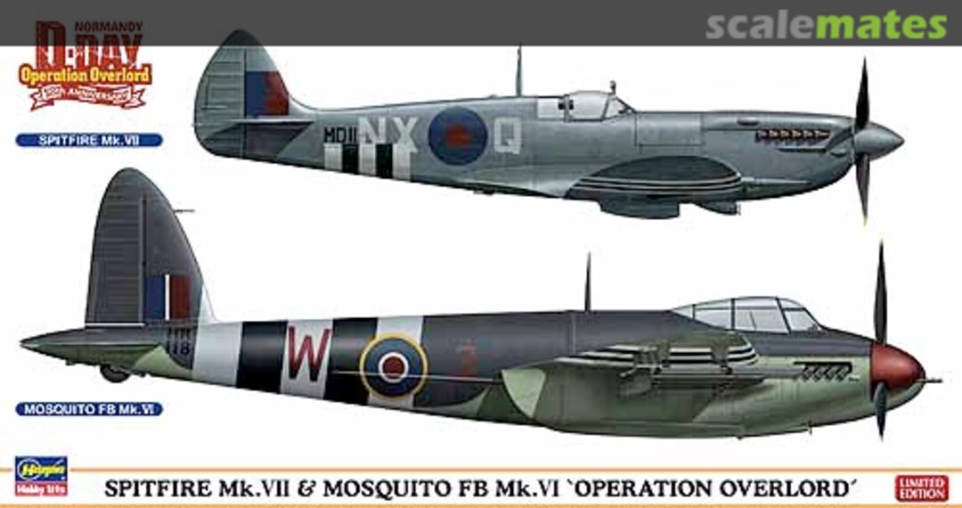 Boxart Spitfire Mk.VII / Mosquito FB Mk.VI 'Operation Overlord' 02096 Hasegawa