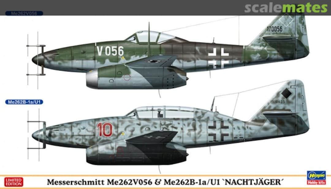 Boxart Messerschmitt Me262V056 & Me262B-1a/U1 `Nachtjäger´ 02236 Hasegawa