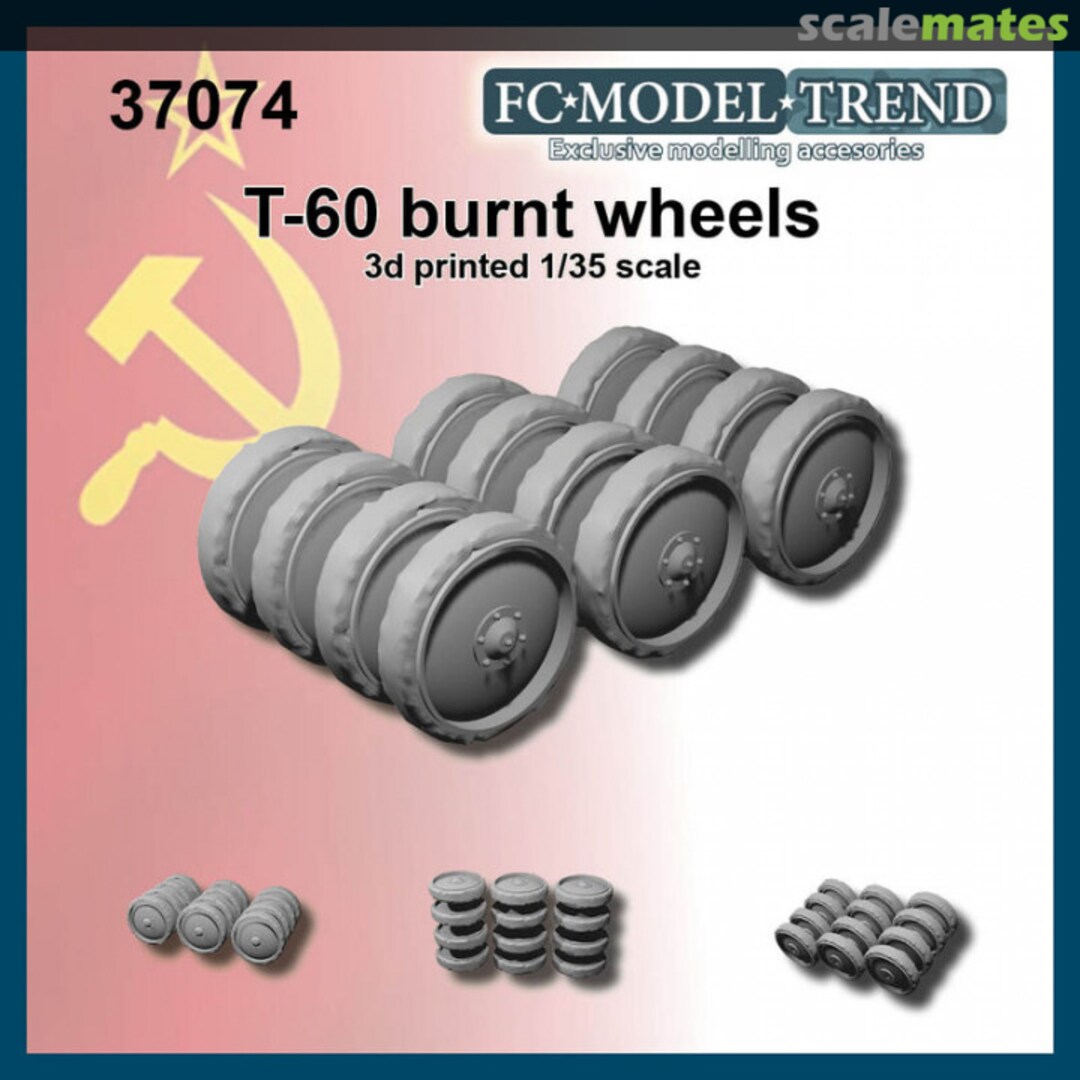 Boxart Burnt wheels for T-60 / SU-76 37074 FC Model Trend