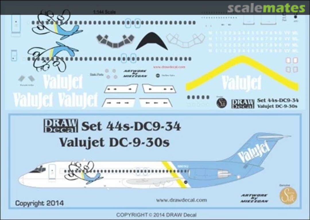 Boxart Valujet DC-9-30s 44s-DC9-34 Draw Decal