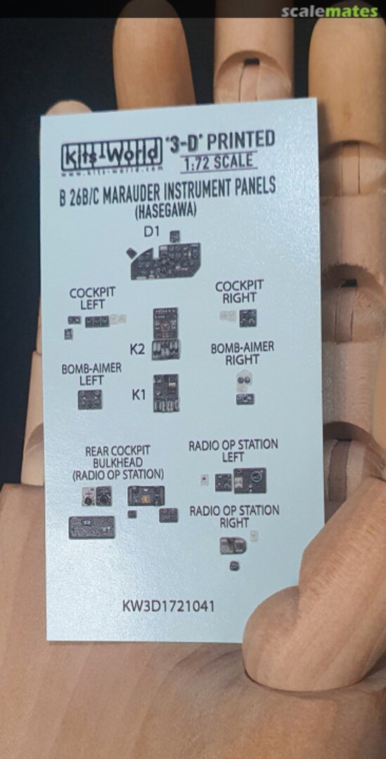 Boxart Instrument Panels B26B/C Marauder KW3D1721041 Kits-World