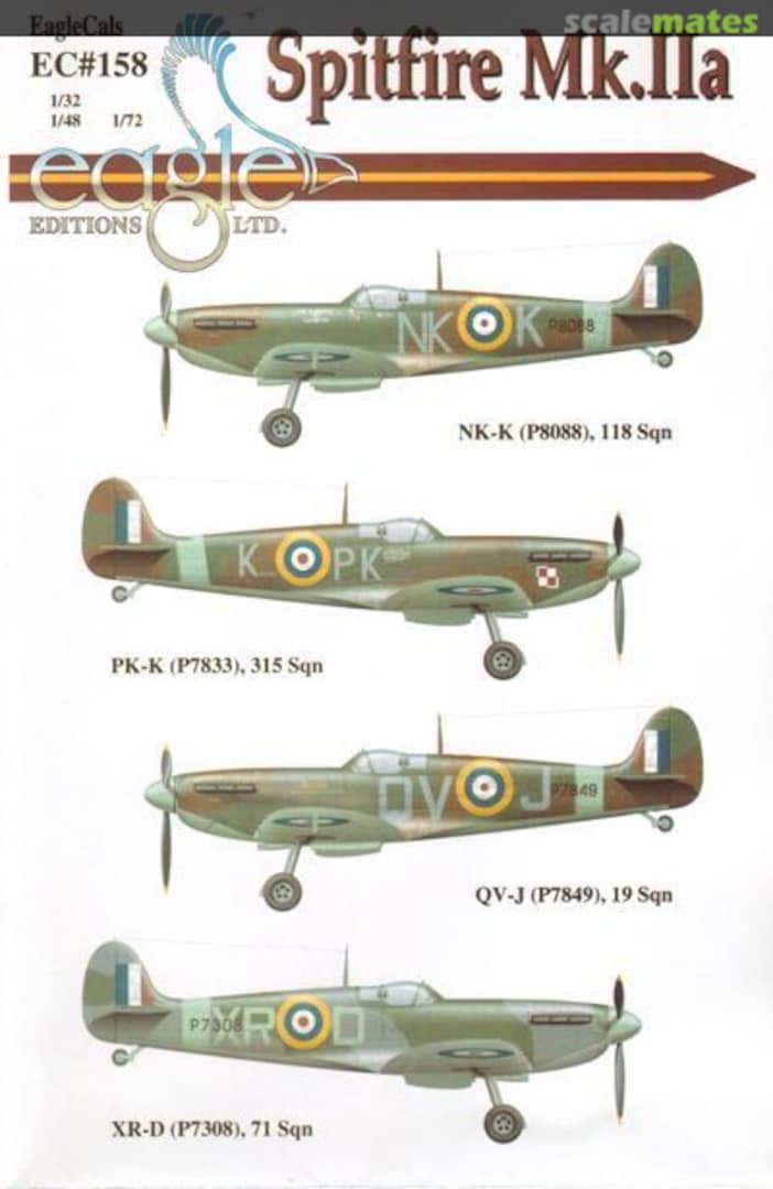 Boxart Spitfire Mk.IIa EagleCals EC72-158 Eagle Editions