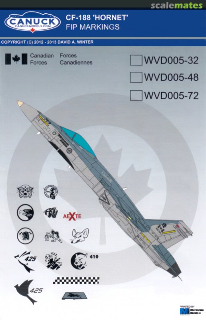 Boxart CF-188 Hornet WVD005-72 Canuck Model Products