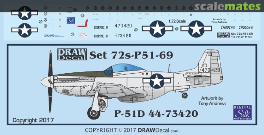 Boxart P-51D 44-73420 72-P51-69 Draw Decal