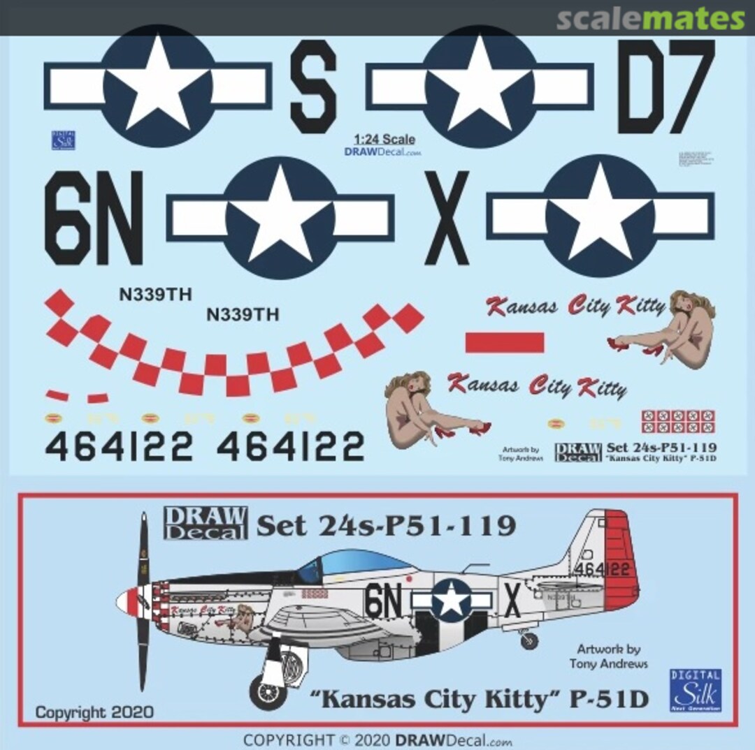 Boxart “Kansas City Kitty” P-51D 24-P51-119 Draw Decal