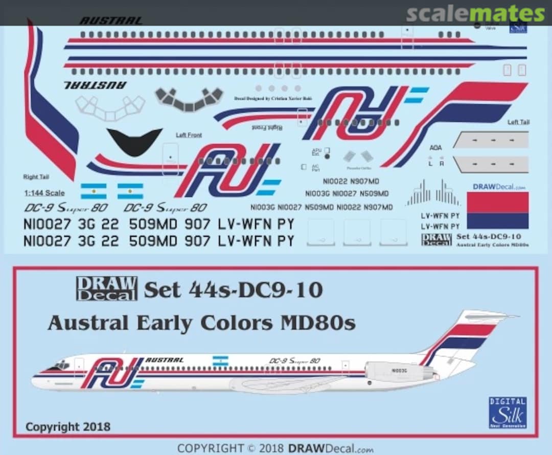 Boxart Austral Early Colors MD80s 44-DC9-10 Draw Decal