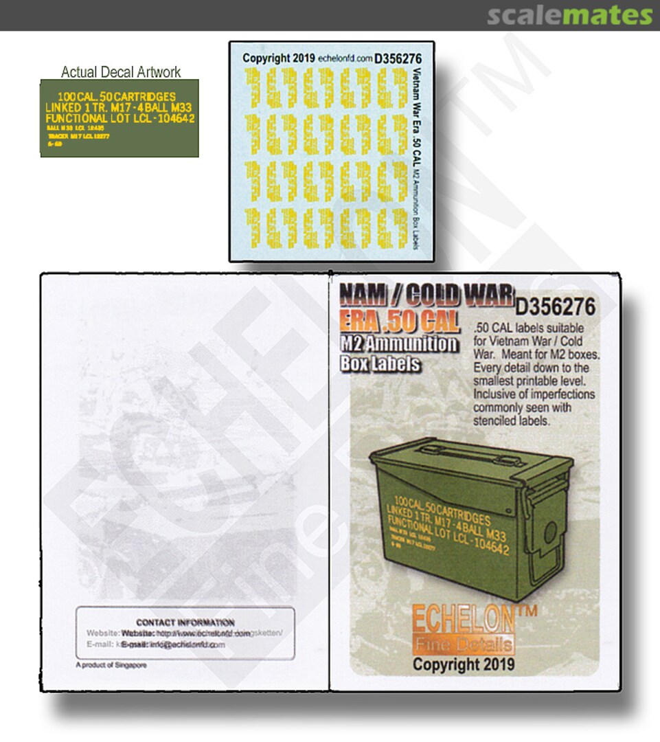 Boxart NAM / Cold War Era .50 Cal M2 Ammunition Box Labels D356276 Echelon Fine Details