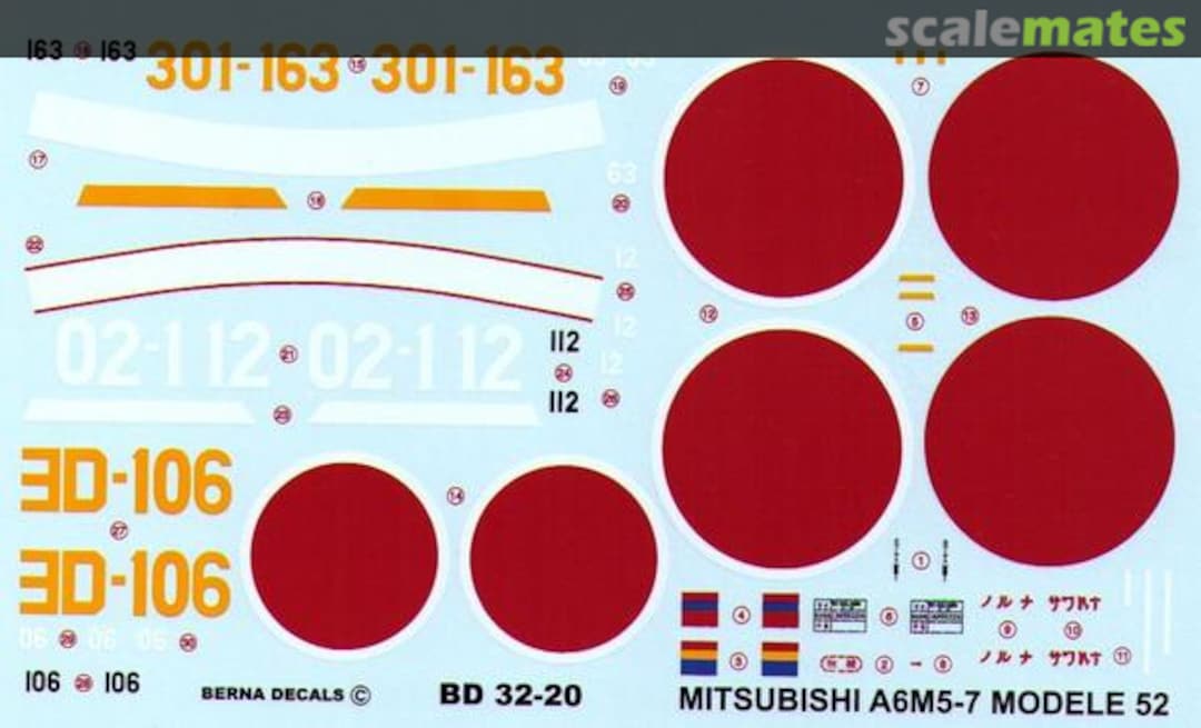 Boxart Mitsubishi A6M5-7 Modele 52 BD 32-20 Berna Decals