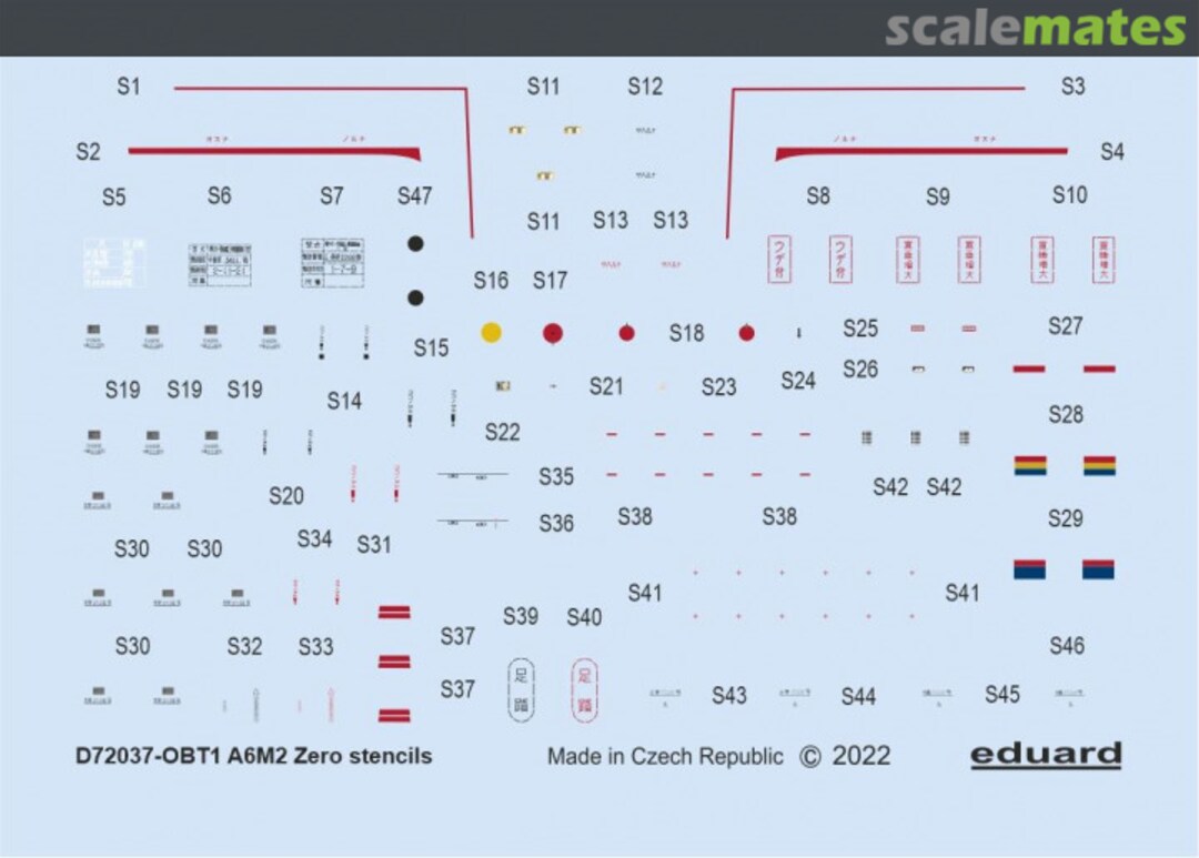 Boxart A6M2 stencils D72037 Eduard