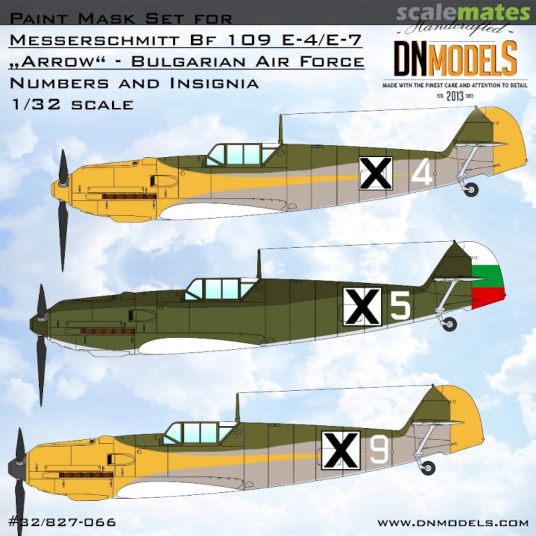 Boxart Messerschmitt Bf 109 E-4/E-7 “Arrow” Bulgarian Air Force Numbers & Insignia 32/827-066 DN Models