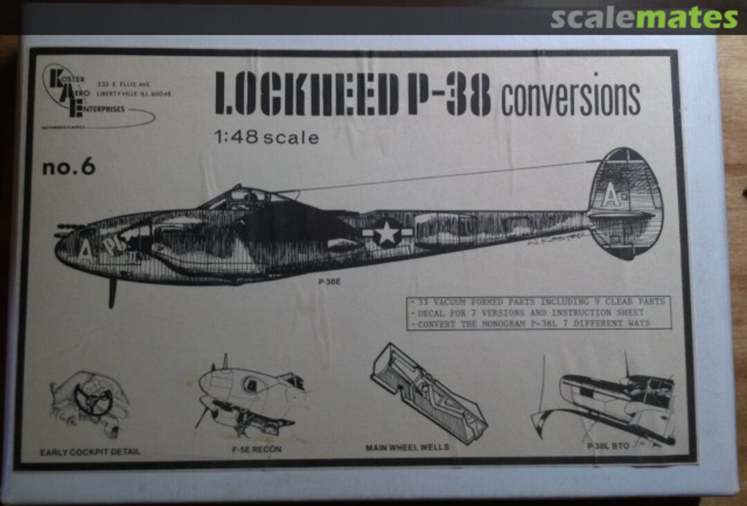 Boxart Lockheed P-38 Conversions, 7 way 6 Koster Aero Enterprises