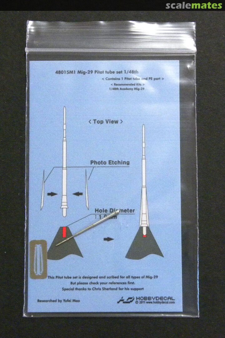 Boxart MiG-29 Fulcrum Pitot Tube Set MT48015M1 HobbyDecal