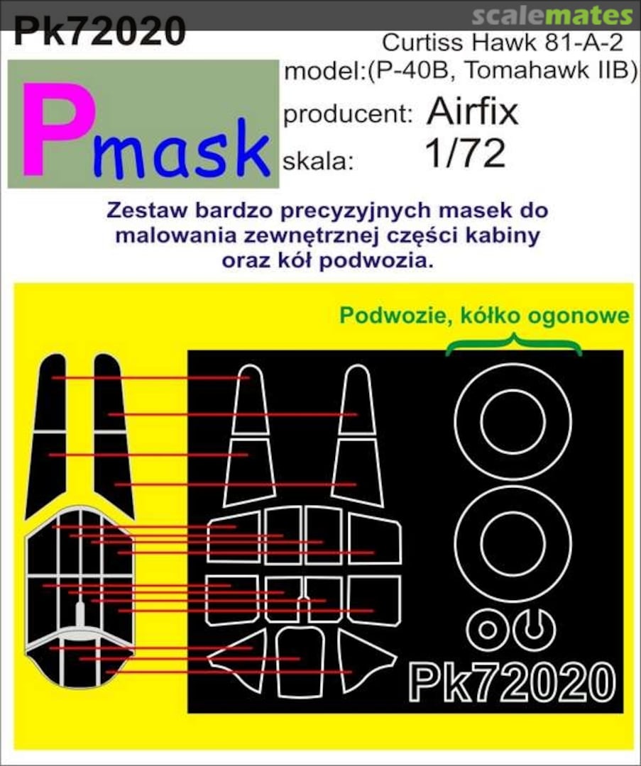 Boxart Curtiss Hawk 81-A-2 (P-40B, Tomahawk IIb) PK72020 Pmask