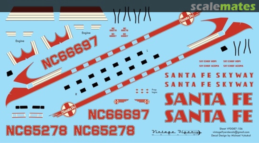 Boxart DC-3 Santa Fe Skyway (Final) VFD048-106 Vintage Flyer Decals