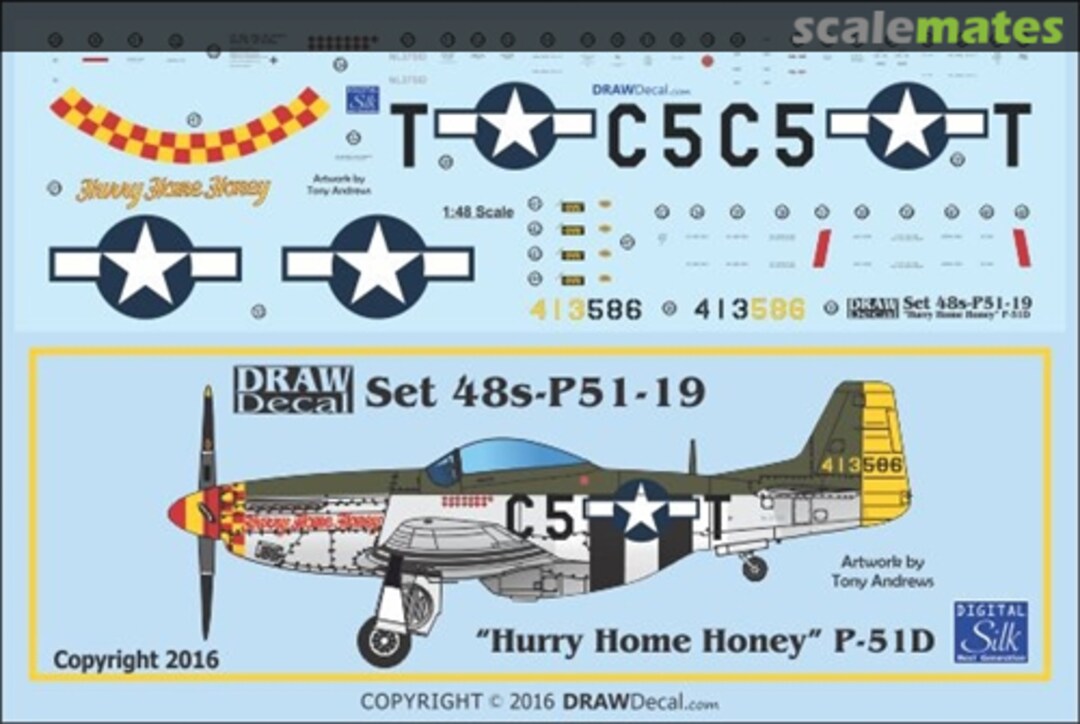 Boxart P-51D "Hurry Home Honey" 48-P51-19 Draw Decal