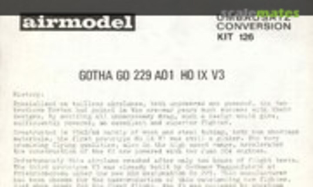 1:72 Gotha Go 229 AO1 HO IX V3 (Airmodel 126)