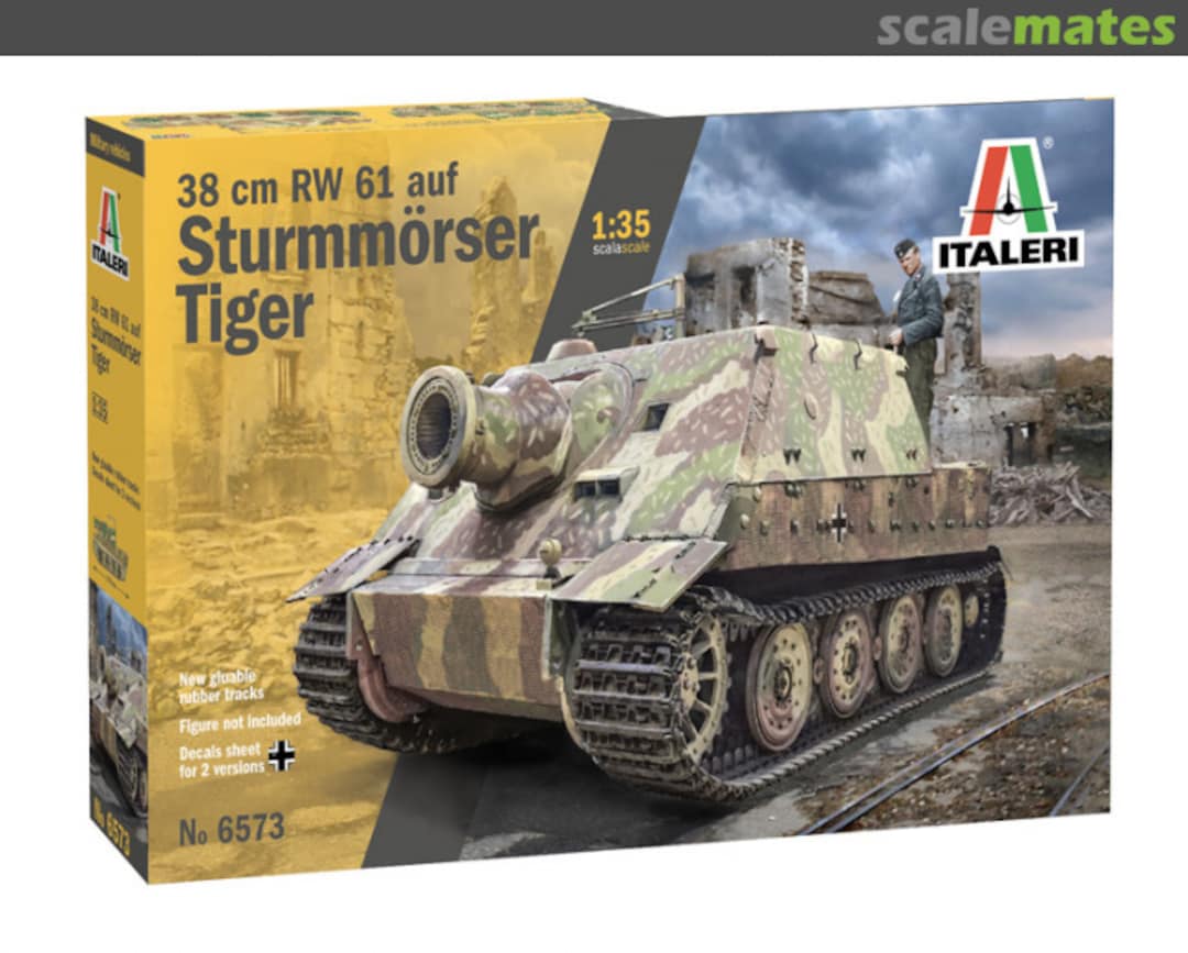 Boxart 38cm RW 61 auf Sturmmöser Tiger 6573 Italeri