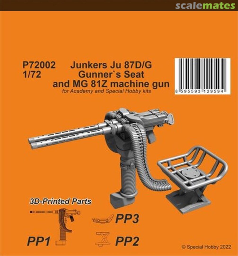 Boxart Junkers Ju 87D/G Gunner's seat & MG 81Z P72002 CMK