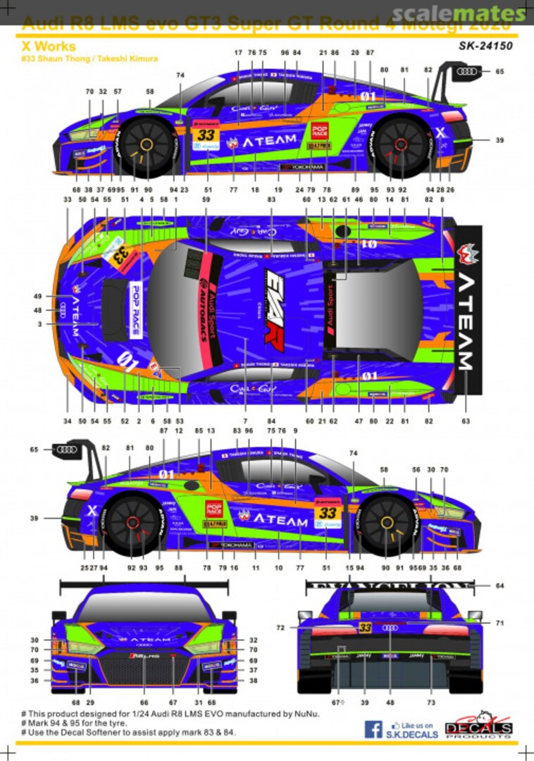 Boxart Audi R8 LMS Evo GT3 Super GT Round 4 Motegi 2020 SK-24150 SK Decals