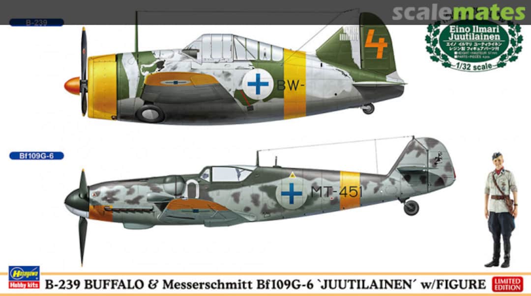 Boxart B-239 Buffalo & Messerschmitt Bf109G-6 02439 Hasegawa