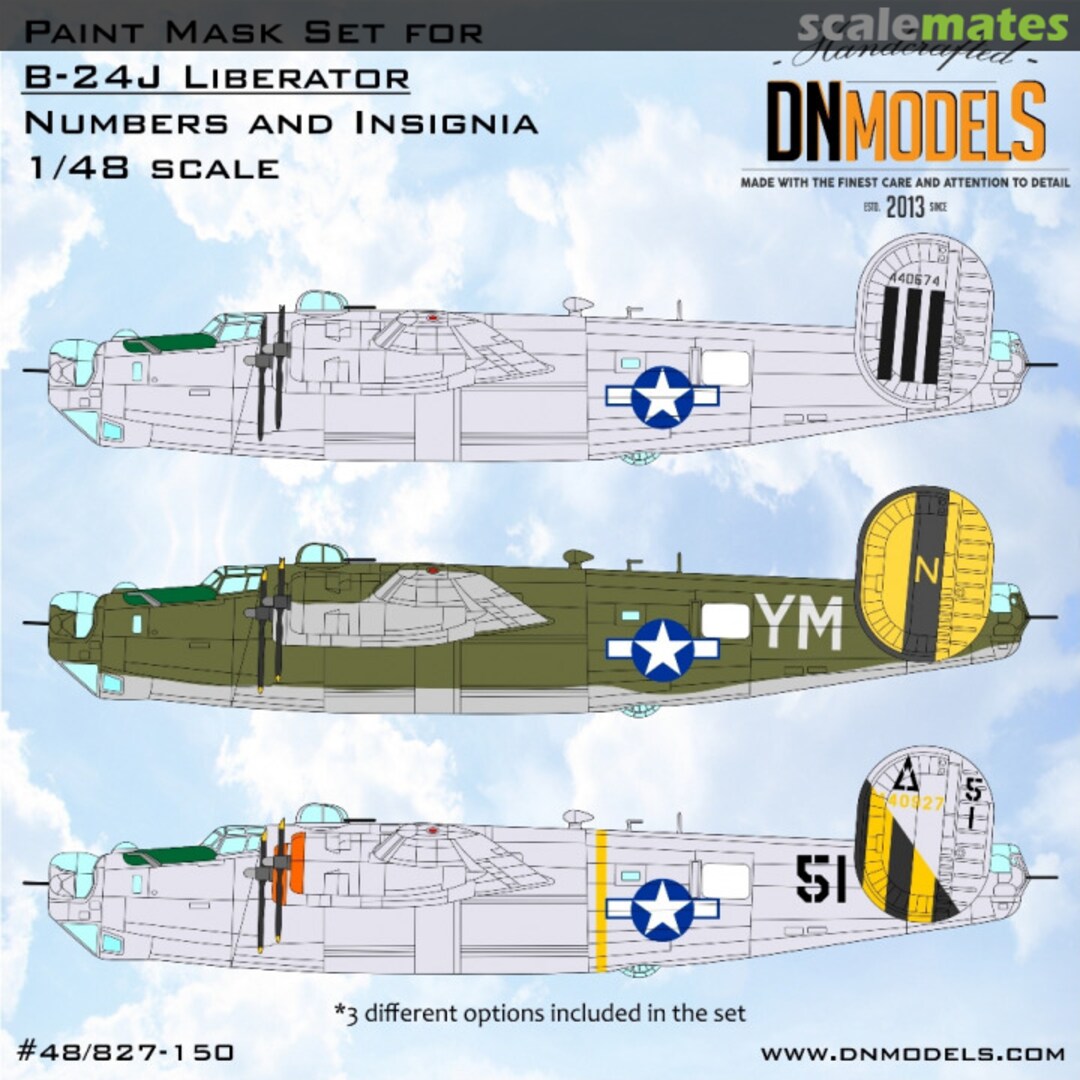 Boxart B-24J Liberator Insignia & Numbers Paint Mask Set 48/827-150 DN Models