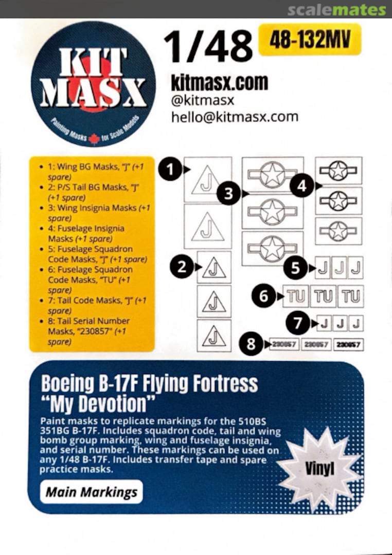 Boxart Boeing B-17F Flying Fortress "My Devotion" 48-132MV Kit Masx