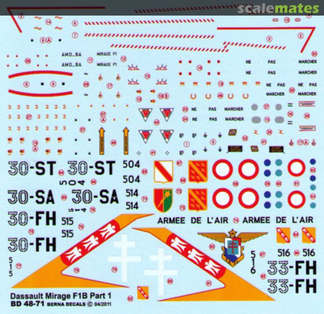 Boxart Dassault Mirage F1 B BD 48-71 Berna Decals