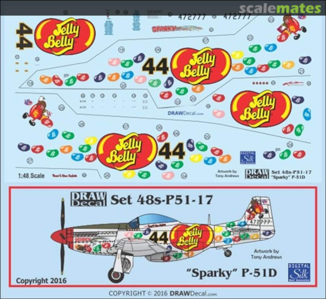 Boxart P-51D "Sparky" 48-P51-17 Draw Decal