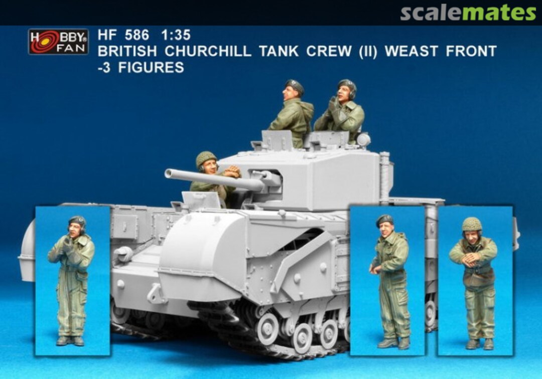 Boxart British Churchil Tank crew (II) Weast Front - 3 figures HF586 Hobby Fan