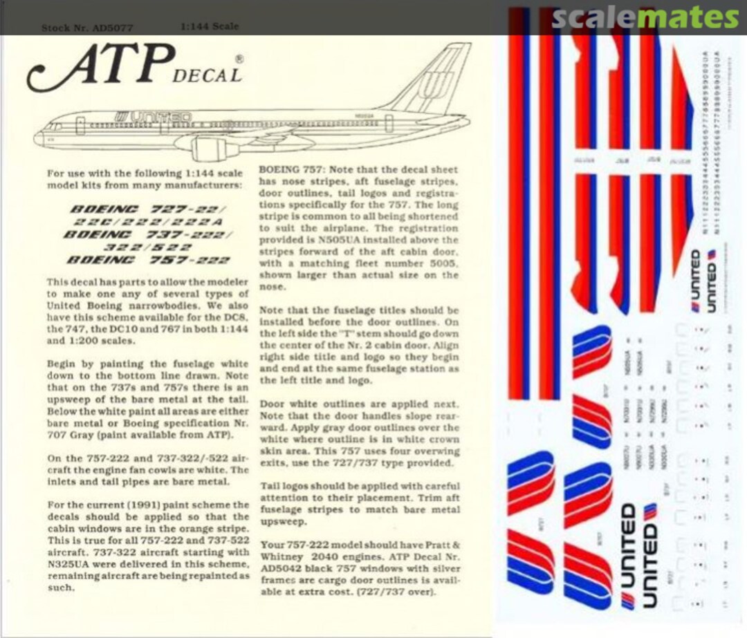 Boxart United (old colrs) Boeing 727, 737, 757 AD5077 ATP Airliners America