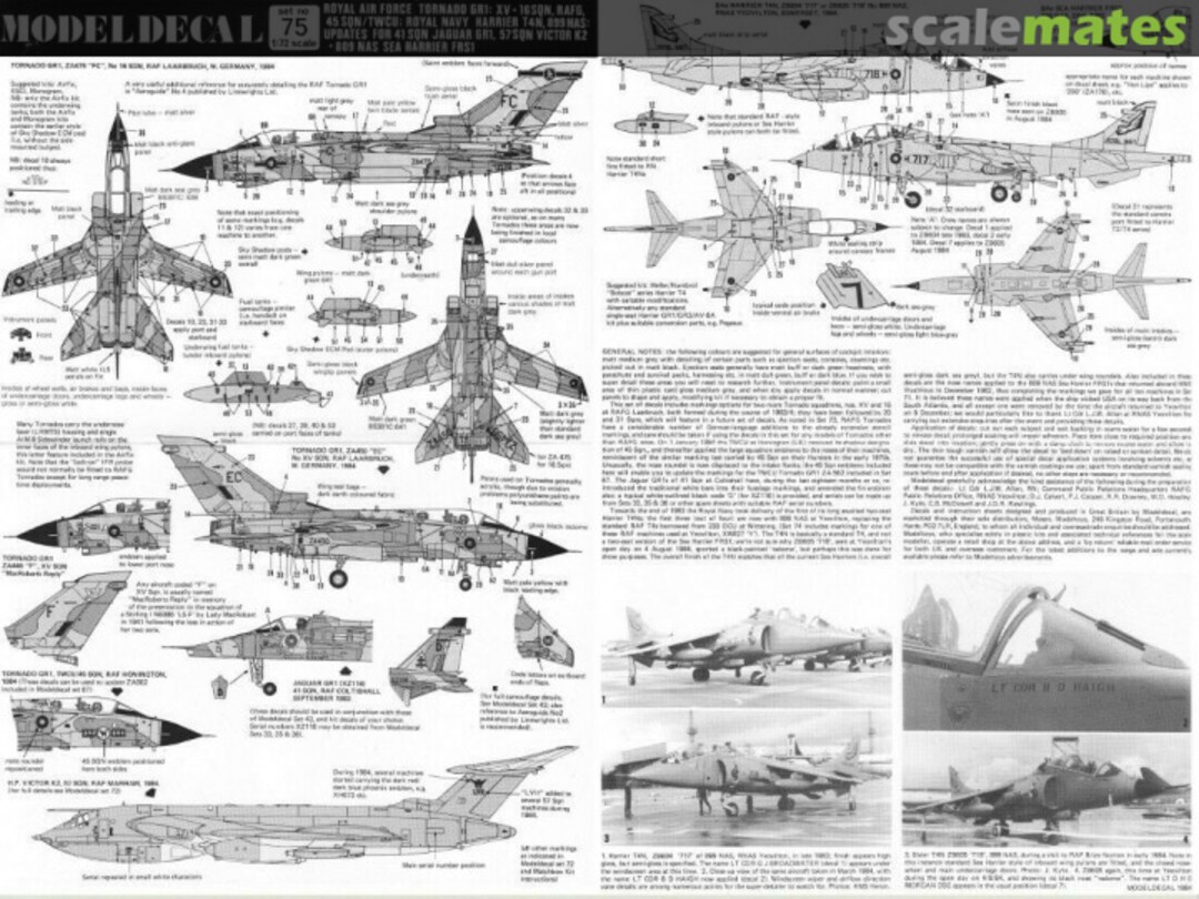 Contents Royal Air Force Tornado GR1: XV+16 Sqn, RAFG, 45 Sqn/TWCU; Royal Navy Harrier T4N, 899 NAS 75 Modeldecal