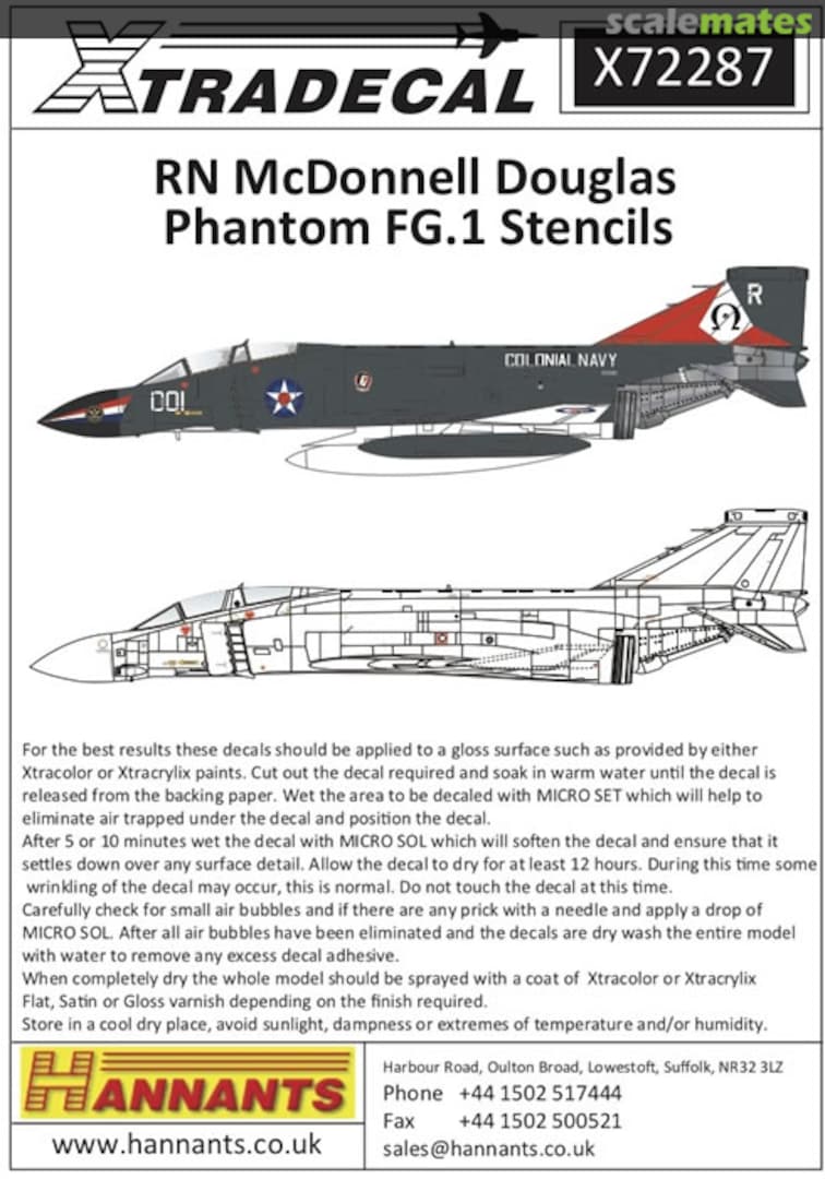 Boxart RN McDonnell Douglas Phantom FG.1 Stencils Pt.1 X72287 Xtradecal