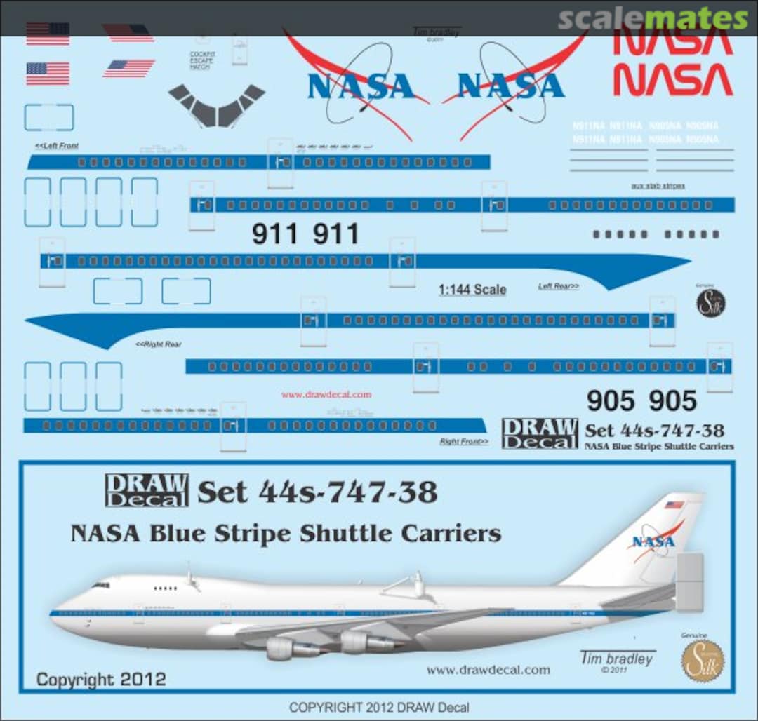 Boxart NASA Blue Stripe Shuttle Carrier 747s 44-747-38 Draw Decal