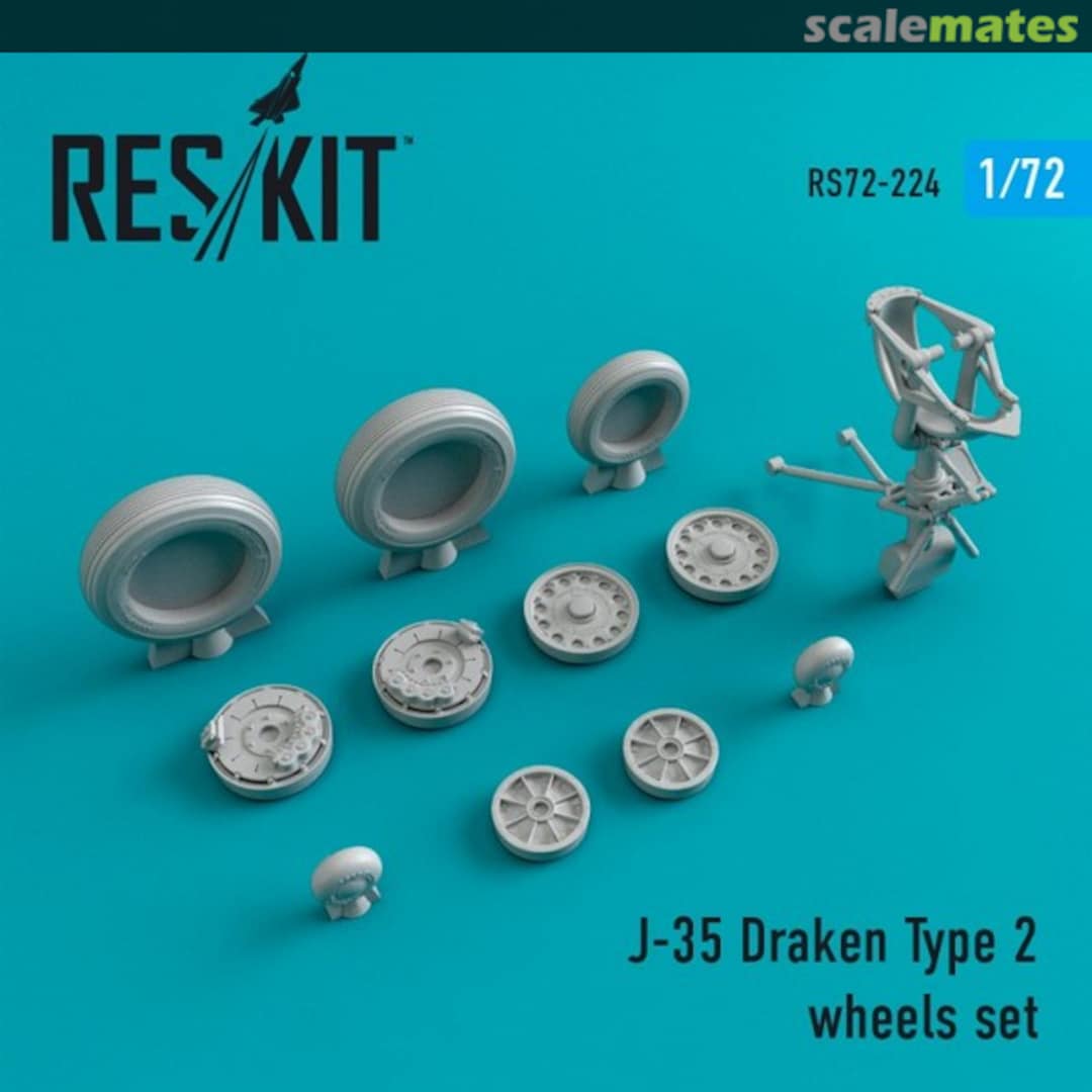 Boxart J-35 Draken wheels set (Type 2) RS72-0224 ResKit